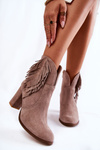 Women's Suede Booties Lewski Shoes 3093 Cappucino