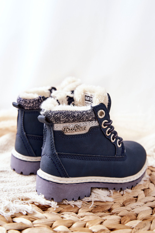 Dziecięce Ocieplane Traperki Z Futerkiem Granatowe Estee