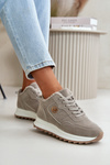 Insulated Leather Sports Shoes on Platform Grey Adite