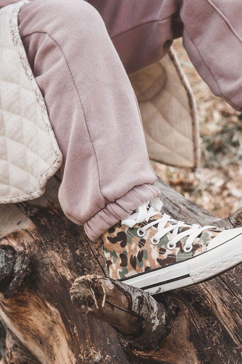 Children's High Sneakers With A Zipper Beige and green Filemon