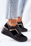 Women’s Leather Wedge Sneakers Black Manitoba