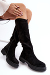 Women's Quilted Knee-High Boots Black Heliofa