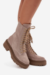 Women's workery made of genuine suede with heating Zazoo 4213 beige