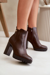 Women's Winter Boots with High Heel Zipper Closure Dark Brown Bioria