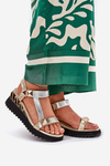 Women's Leather Wedge Sandals D&A CR51-135 Gold-Silver