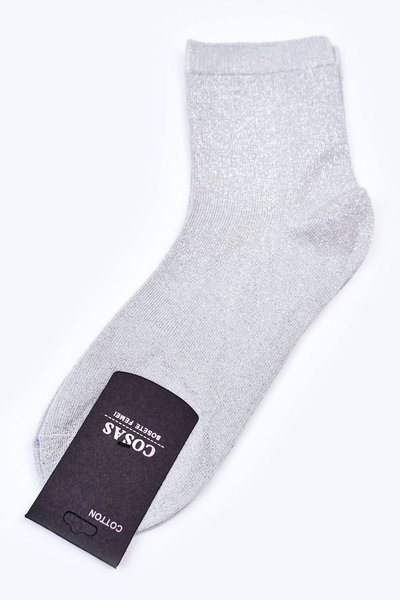 Women's Cotton Socks With Silver Thread COSAS Grey