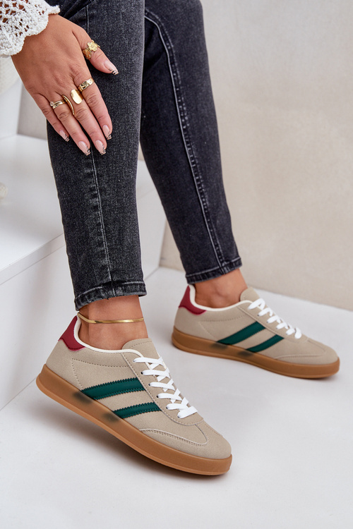 Damskie Niskie Sneakersy Beżowe Ennorwen