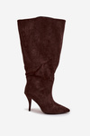 Slip on Women's Heeled Boots Made of Eco Suede Chocolate Noretta