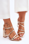 Leather Heel Sandals gold Florentina