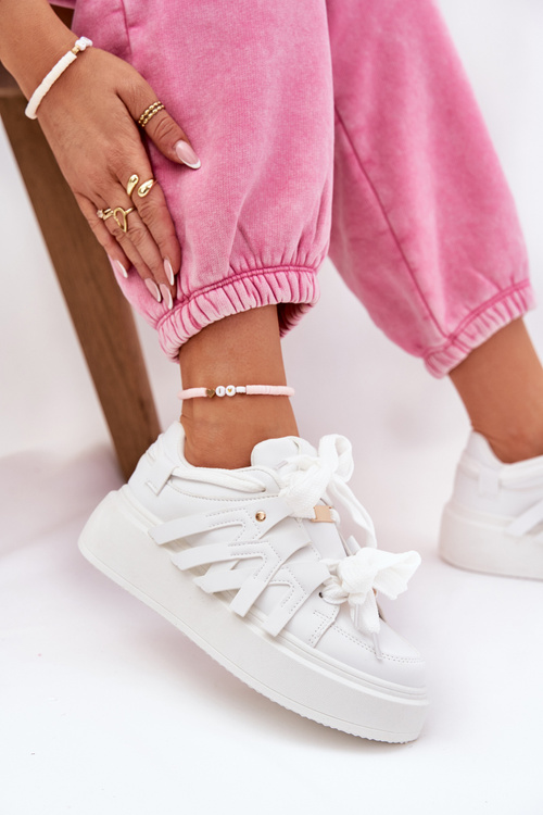 Eco Leather Sneakers On Platform White Penolle