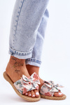 Women's Slippers With A Fabric Bow Beige Blossom