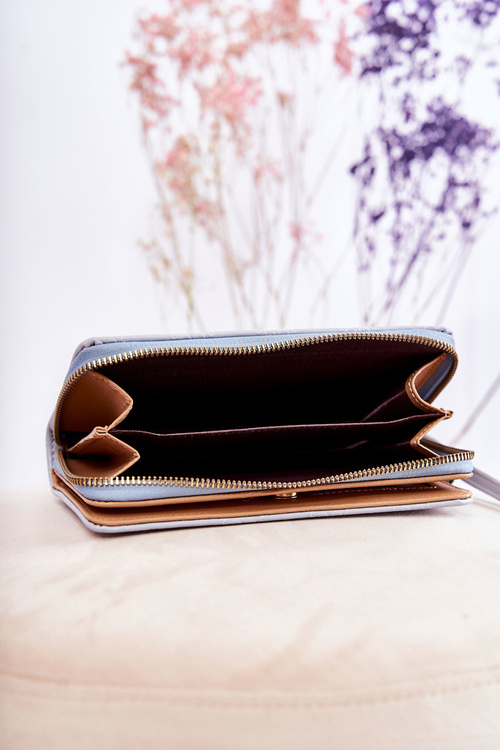 Women's Large Wallet With Ornament Light blue Fabio