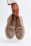 Mokasyny Zamszowe Damskie Ozdoba Zazoo 3429 Cappuccino