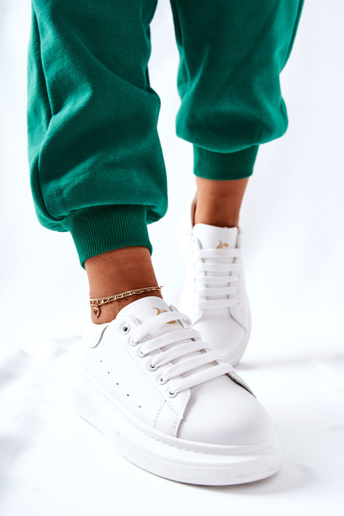 Leather Sneakers On A Platform White Lemmy