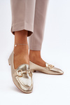 Women's Flat Heel Moccasins with Gold Decoration Iluvana