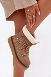 Women's Snow Boots On Platform With Lacing Light Brown Roselya