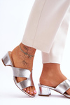 Classic Low Heel Leather Sandals Silver Miley