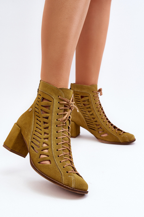 Suede Laced Booties Maciejka 05508-24 Olive