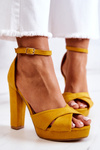Suede Sandals On A Bar Yellow Lanelle