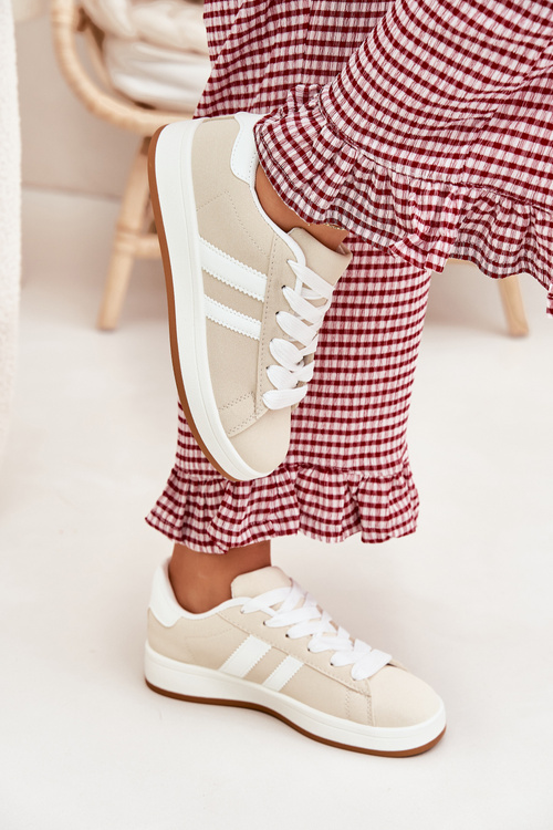 Women's Sports Shoes Sneakers Made Of Eco Leather Beige Ravina