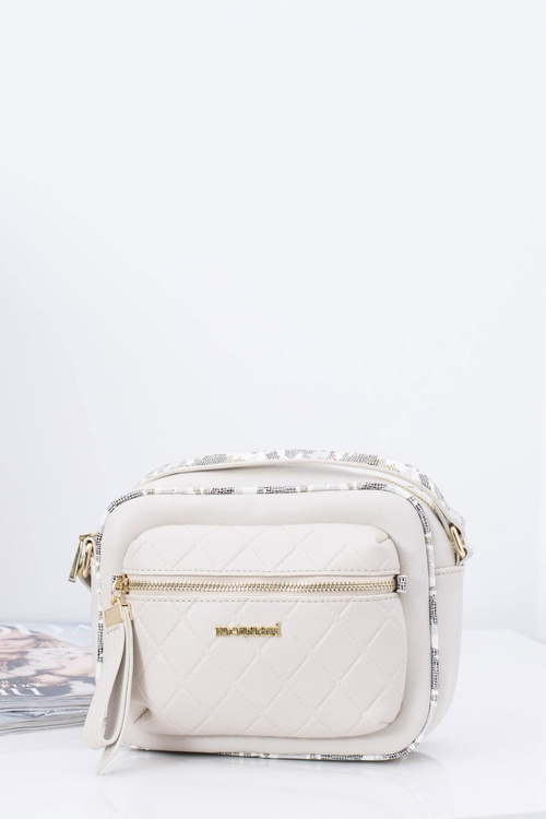 Ladies Quilted Handbag Beige Postbag