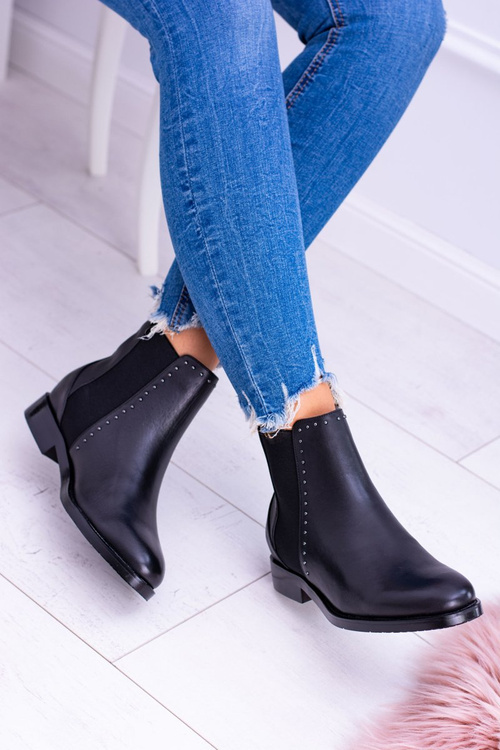 BIG STAR Leather Stiletto Boots Black BB274611