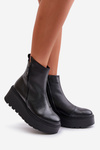 Warm Ankle Boots Women On Wedge And Platform Made Of Eco Suede Black Vinceza 58339