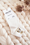 Women's Cotton Socks With a golden bear Creamy