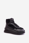 Damskie Sneakersy Z Futerkiem Typu Baranek Na Platformie Czarne Lee Cooper LCJ-24-47-3145