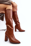 Women's knee-high boots with stiletto heel Camel Fiminna