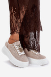 Platform Sneakers With Bear Print S.Barski BF51-014 Beige