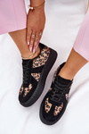 Women's Sneakers With Leopard Print On Platform Black Nativira