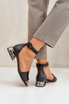 Leather Sandals On Silver Heel Laura Messi 2143 Black