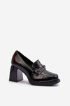 Black Patent Leather Pumps on Chunky Heel Terimene