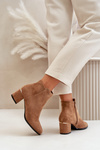 Eco Suede Ankle Boots With Heel Zipper Closure Camel Sairis
