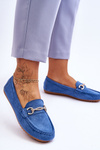 Classic Suede Loafers With Embellishment Blue Amera