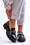 Lacquered Moccasins With Platform Decoration Black Glory