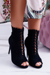 Lu Boo Black Lace-up Sandals Stiletto Boots Natasha