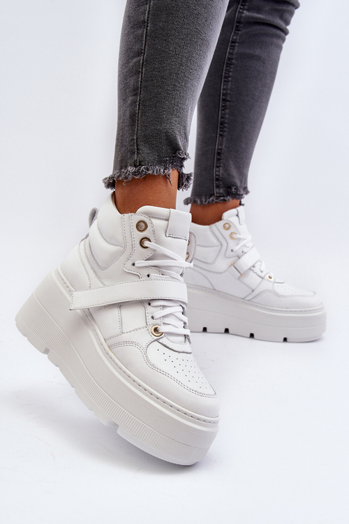 Sneakersy Skóra Naturalna Damskie Zazoo 3450 Białe