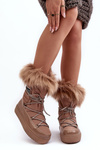 Women's Lace-up Dark Beige Snow Boots Santero