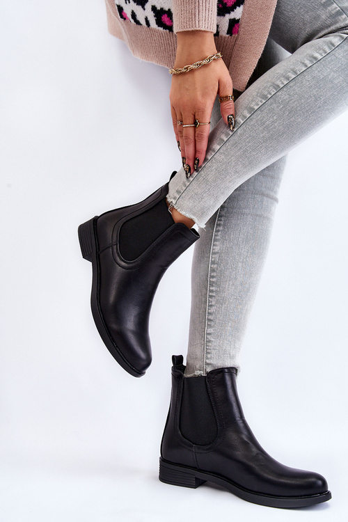 Botki Sztyblety Skóra Czarne Astate