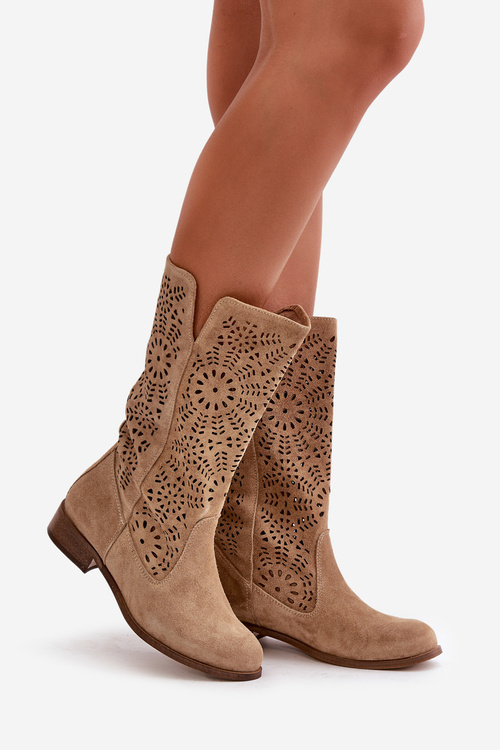 Suede Openwork Boots Lewski 3366/2Beige