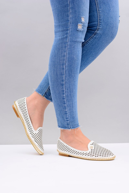 Lu Boo | White Openwork Ballerina Ballerina Lords Stylish