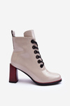 Lacquered Lace-Up Boots on Heel MR870-15 SBarski MR870-15 Light Gray