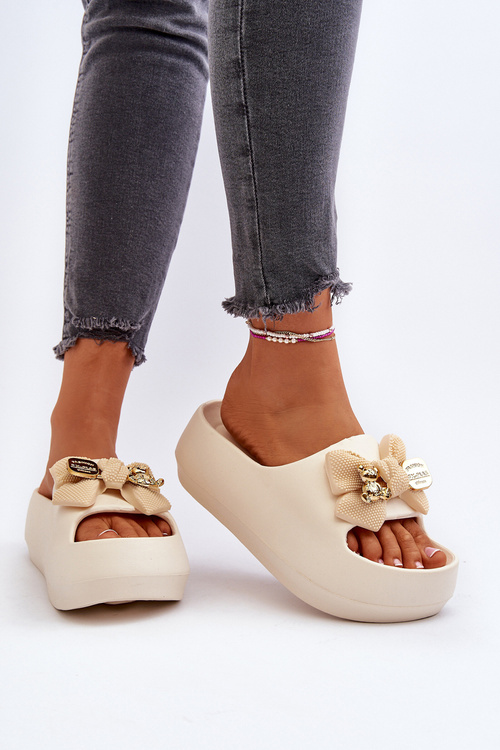 Women's Beige Foam Flip-flops with Bow Salessa