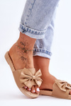Fashionable women's slippers with a bow Beige Estera