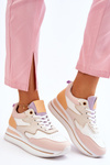 Fashionable Leather Sports Shoes White and Beige Roen