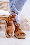 Espadryle Platforma Wiązane Camel Fuerta