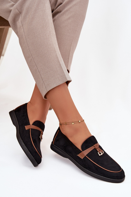 Damskie Mokasyny Loafersy Czarne Darwen