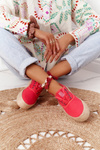 Sznurowane Espadryle Na Plecionej Platformie Big Star FF274141 Czerwone